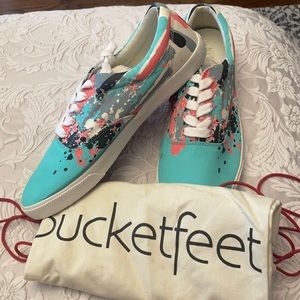 Funky colorful canvas sneakers with rubber sole